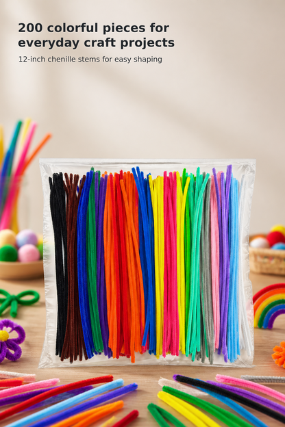 200-Piece Multicolor Chenille Stem Set